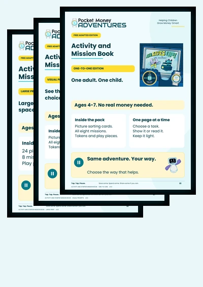 Preview of the Pocket Money Adventures adapted activity and mission packs